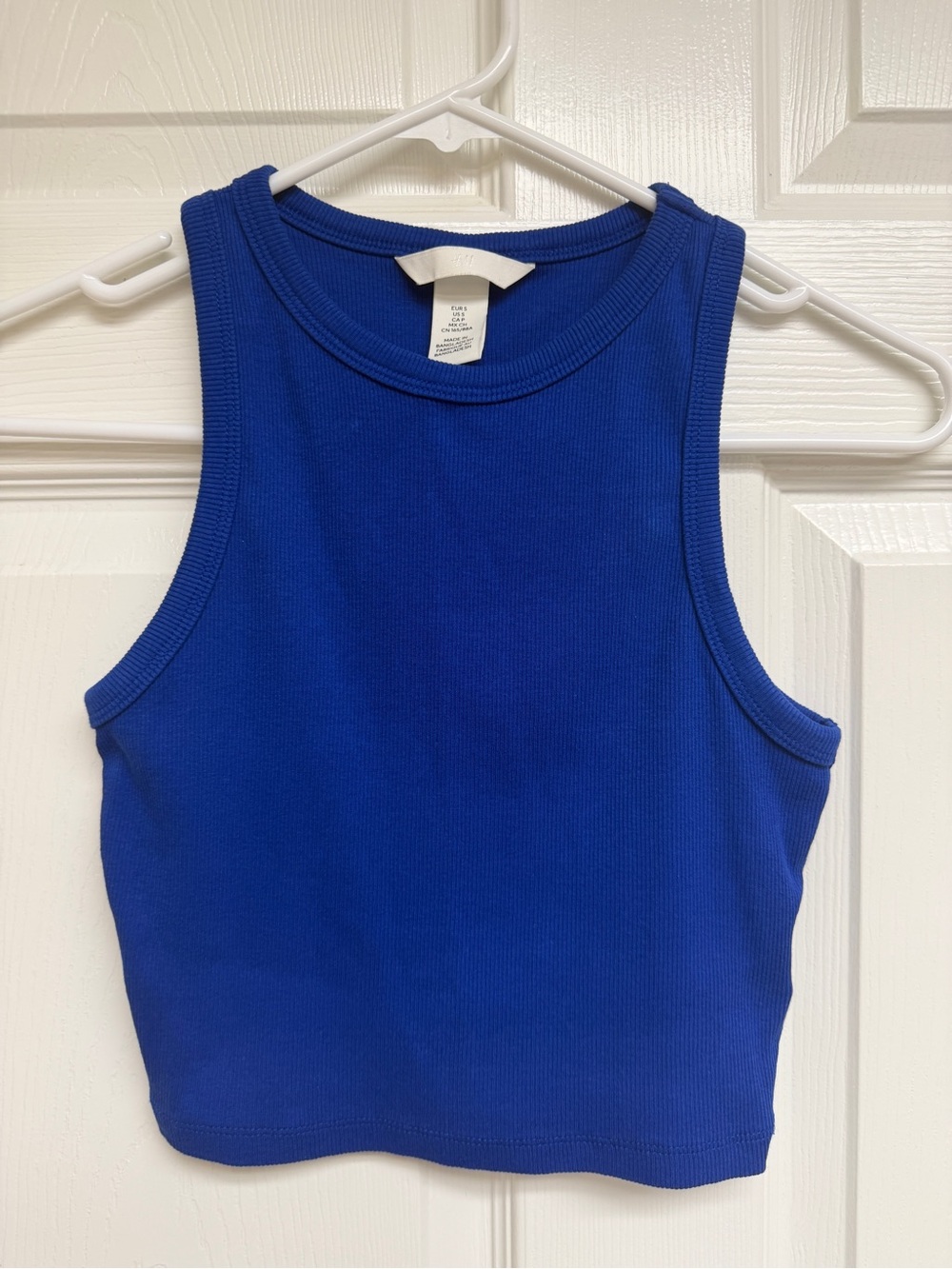 H&M Cobalt Blue Ribbed Crop Tank Top